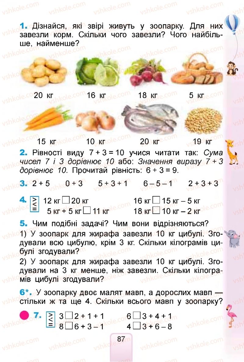 Страница 87 | Підручник Математика 1 клас  Г.П. Лишенко, С.С. Тарнавська, К.О. Лишенко 2018
