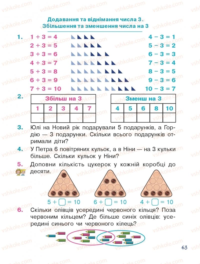 Страница 63 | Підручник Математика 1 клас Н.О. Будна 2018