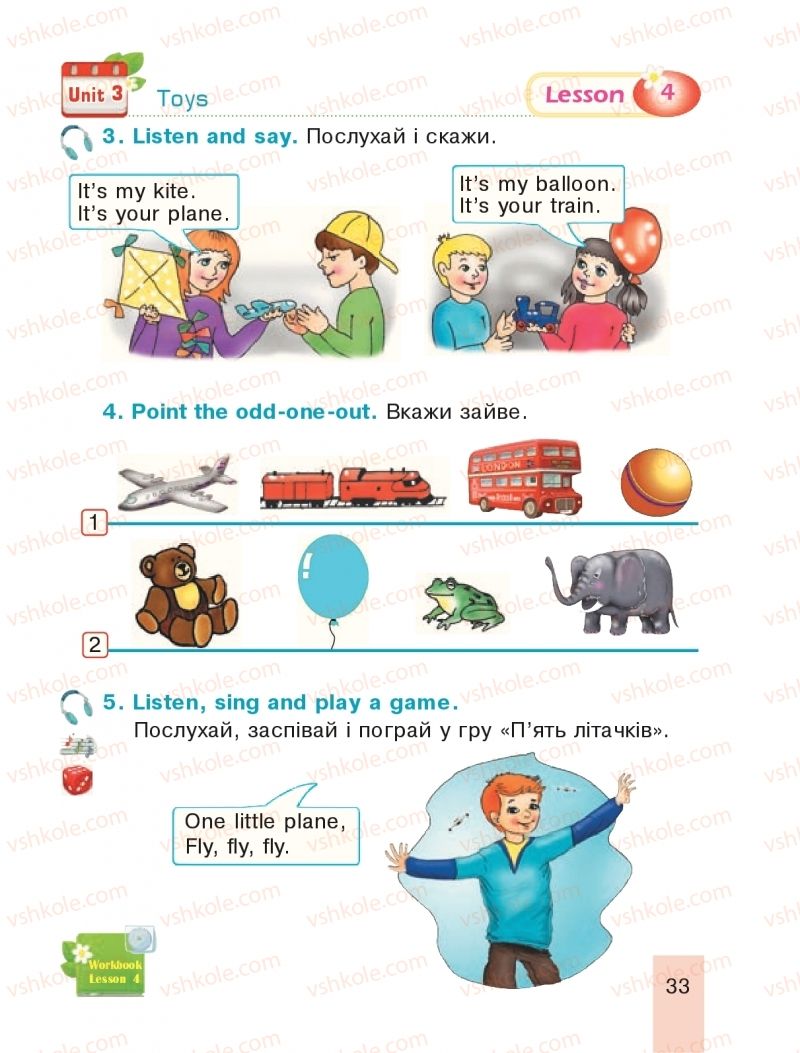 Страница 33 | Підручник Англiйська мова 1 клас Т.Б. Будна 2018