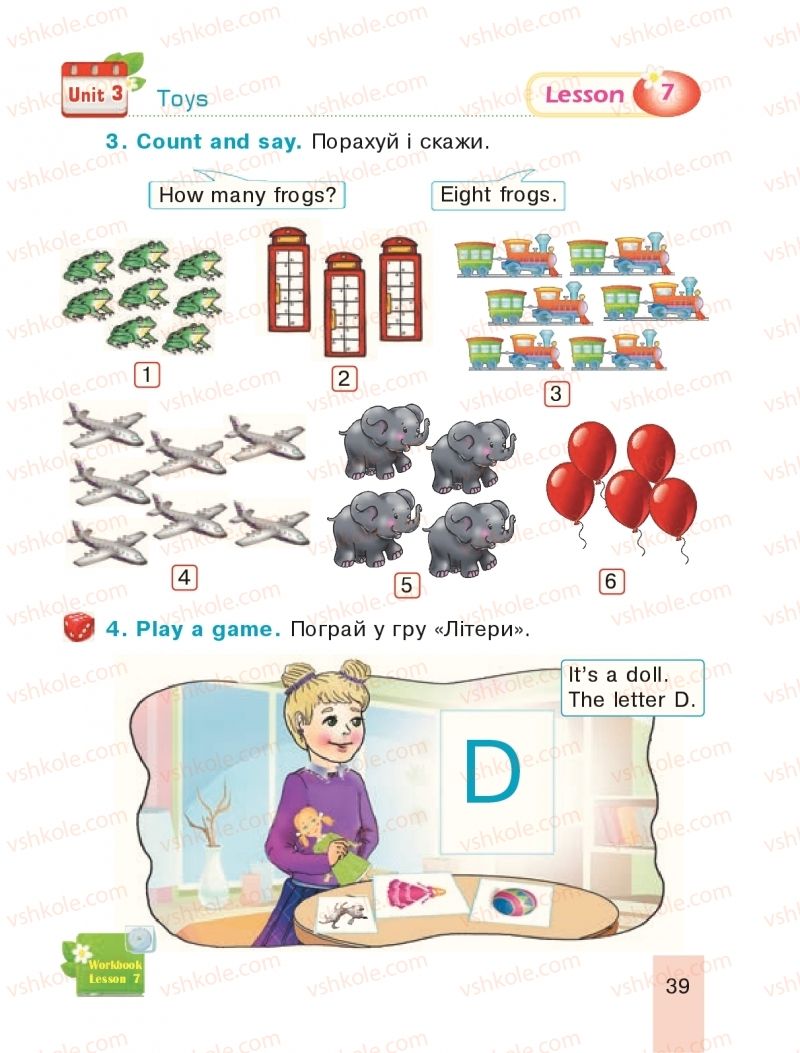 Страница 39 | Підручник Англiйська мова 1 клас Т.Б. Будна 2018