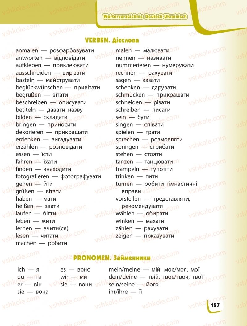 Страница 127 | Підручник Німецька мова 1 клас С.І. Сотникова, Г.В. Гоголєва 2018