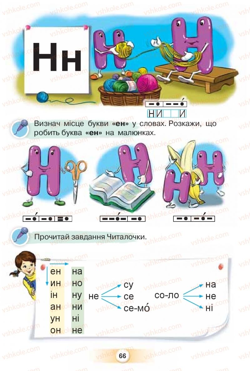 Страница 66 | Підручник Буквар 1 клас К.І. Пономарьова 2018 1 частина