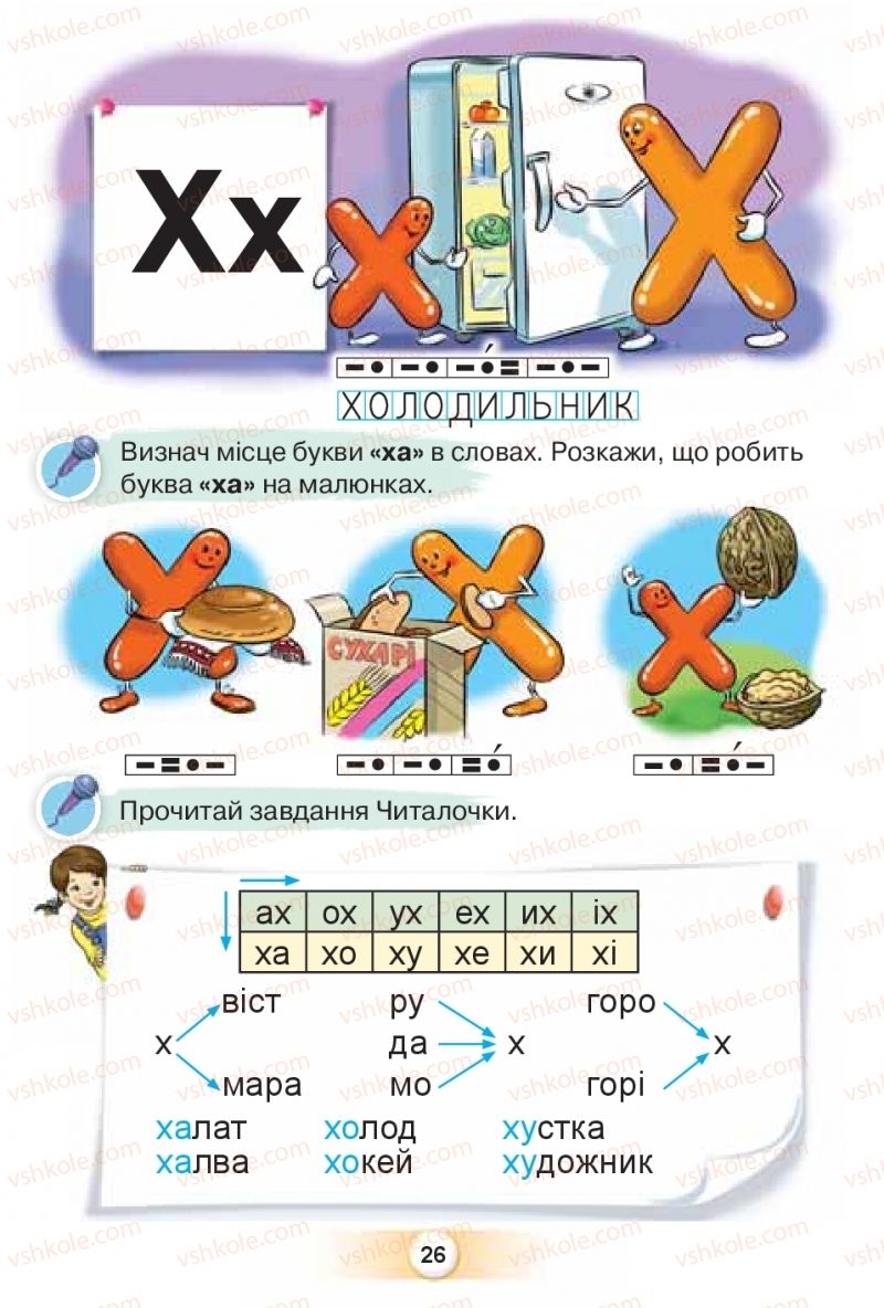 Страница 26 | Підручник Буквар 1 клас К.І. Пономарьова 2018 2 частина