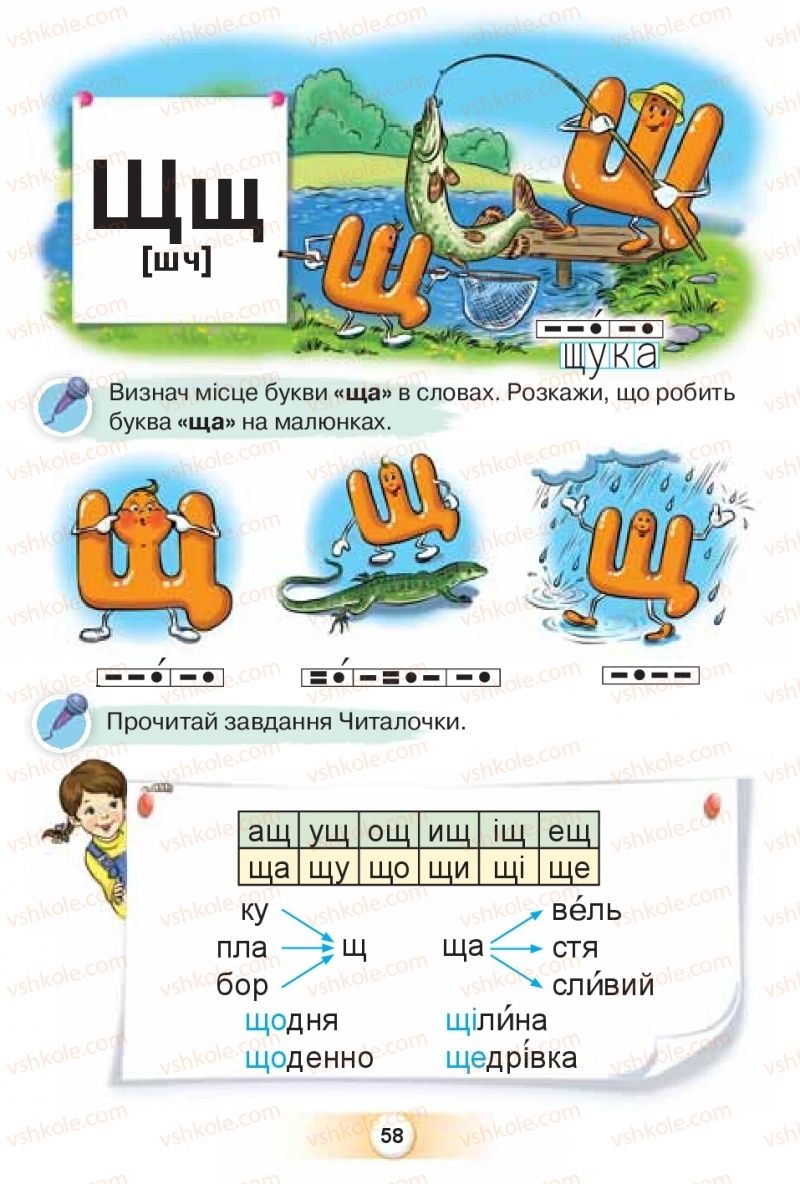 Страница 58 | Підручник Буквар 1 клас К.І. Пономарьова 2018 2 частина