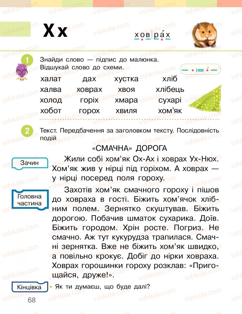 Страница 68 | Підручник Буквар 1 клас І.О. Большакова, М.С. Пристінська 2018 2 частина