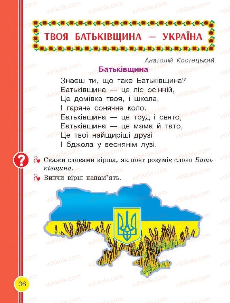 Страница 36 | Підручник Буквар 1 клас Н.О. Воскресенська, І.В. Цепова 2018 2 частина