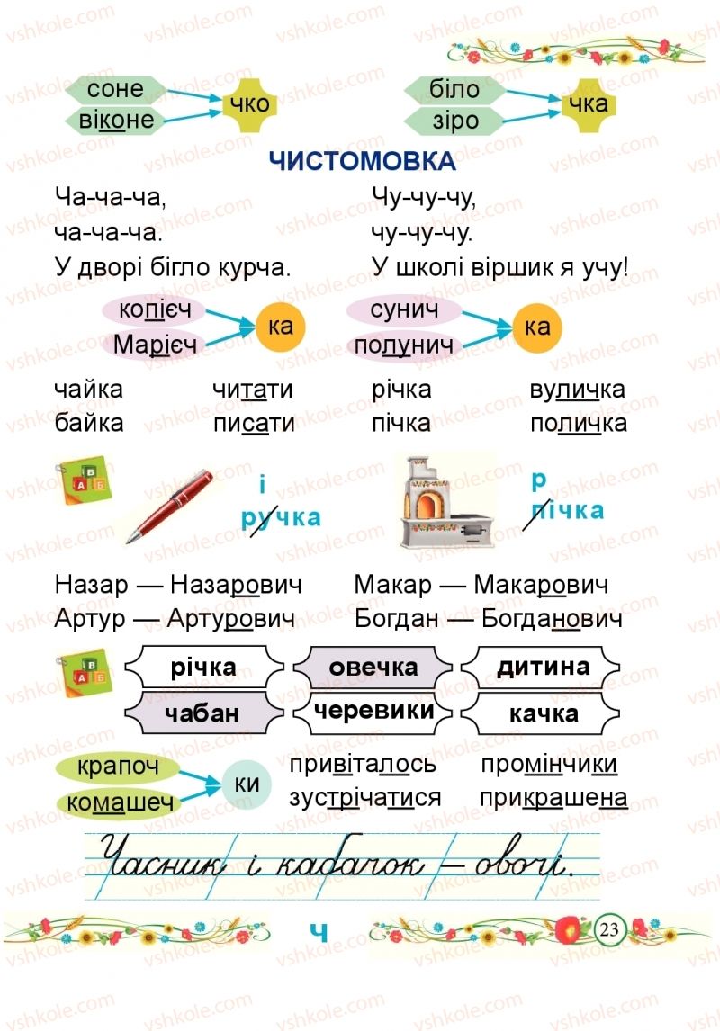 Страница 23 | Підручник Буквар 1 клас Н.М. Кравцова, О.Д. Придаток 2018 2 частина