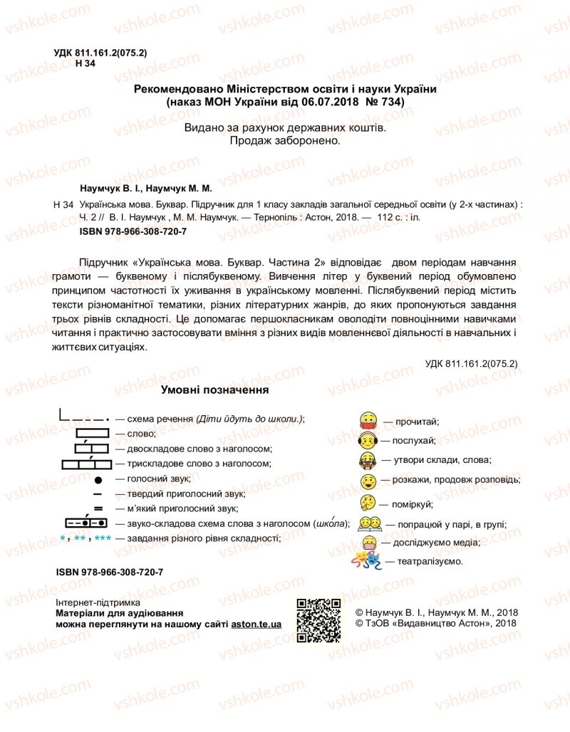 Страница 2 | Підручник Буквар 1 клас В.І. Наумчук, М.М. Наумчук 2018 2 частина