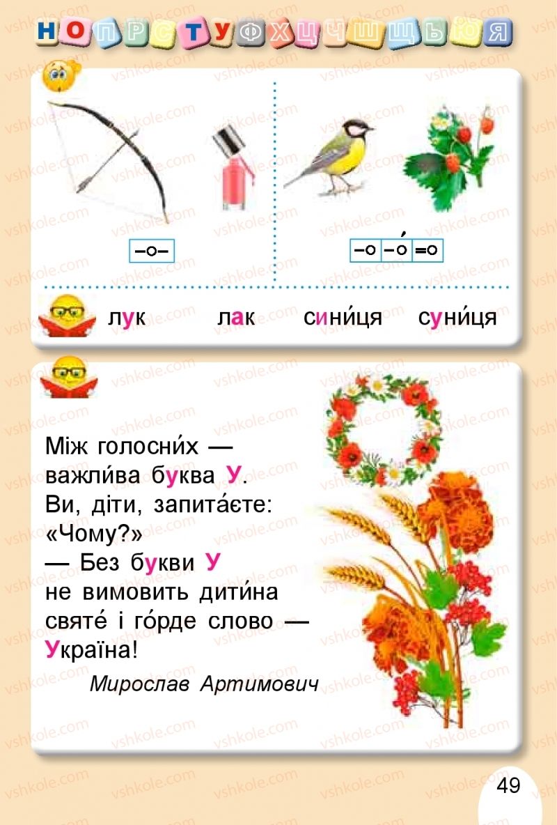 Страница 49 | Підручник Буквар 1 клас С.С. Тарнавська, В.О. Науменко 2018 1 частина
