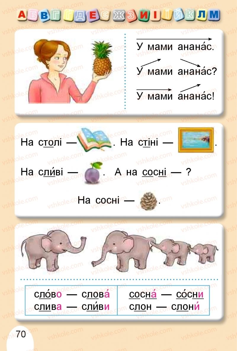 Страница 70 | Підручник Буквар 1 клас С.С. Тарнавська, В.О. Науменко 2018 1 частина
