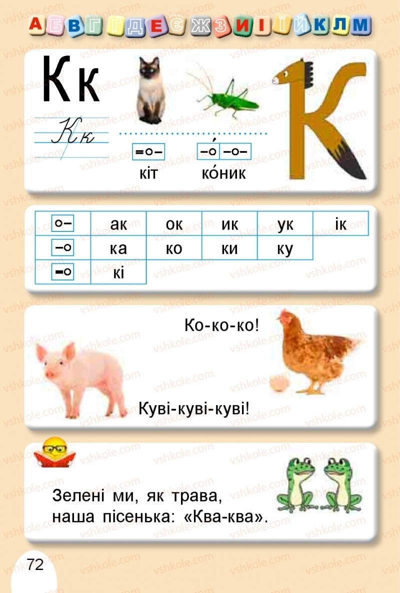 Страница 72 | Підручник Буквар 1 клас С.С. Тарнавська, В.О. Науменко 2018 1 частина