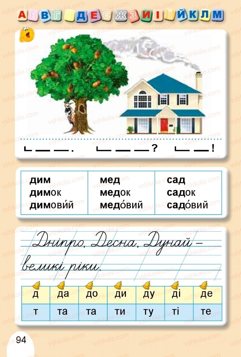 Страница 94 | Підручник Буквар 1 клас С.С. Тарнавська, В.О. Науменко 2018 1 частина