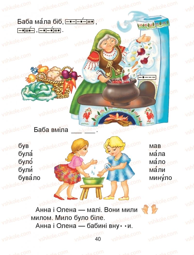 Страница 40 | Підручник Буквар 1 клас М.І. Чумарна 2018 1 частина