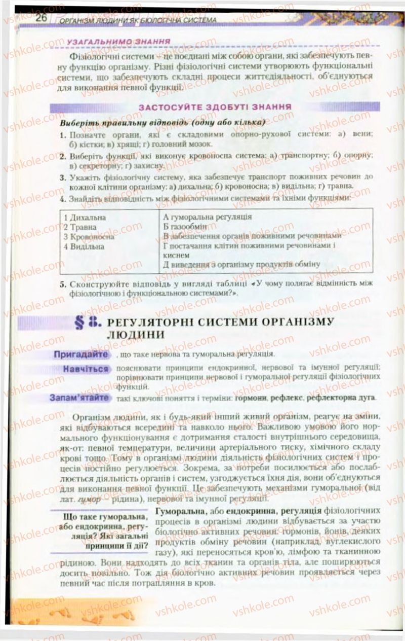 Страница 26 | Підручник Біологія 9 клас Н.Ю. Матяш, М.Н. Шабатура 2009