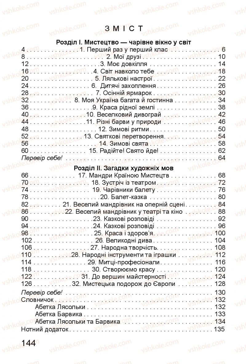 Страница 144 | Підручник Мистецтво 1 клас Л.М. Масол, О.В. Гайдамака, О.М. Колотило 2018