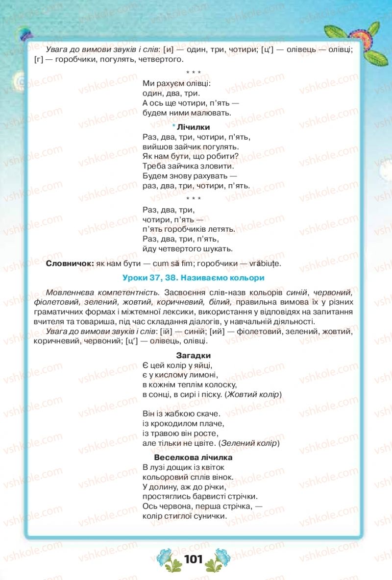 Страница 101 | Підручник Українська мова 1 клас Н.Т. Палій, М.М. Одинак, М.Л. Істратій 2018 1 частина