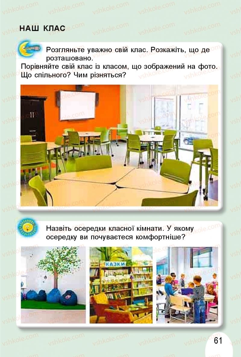 Страница 61 | Підручник Я досліджую світ 1 клас Т.Г. Гільберг, О.В. Гнатюк, Н.М. Павич 2018 1 частина