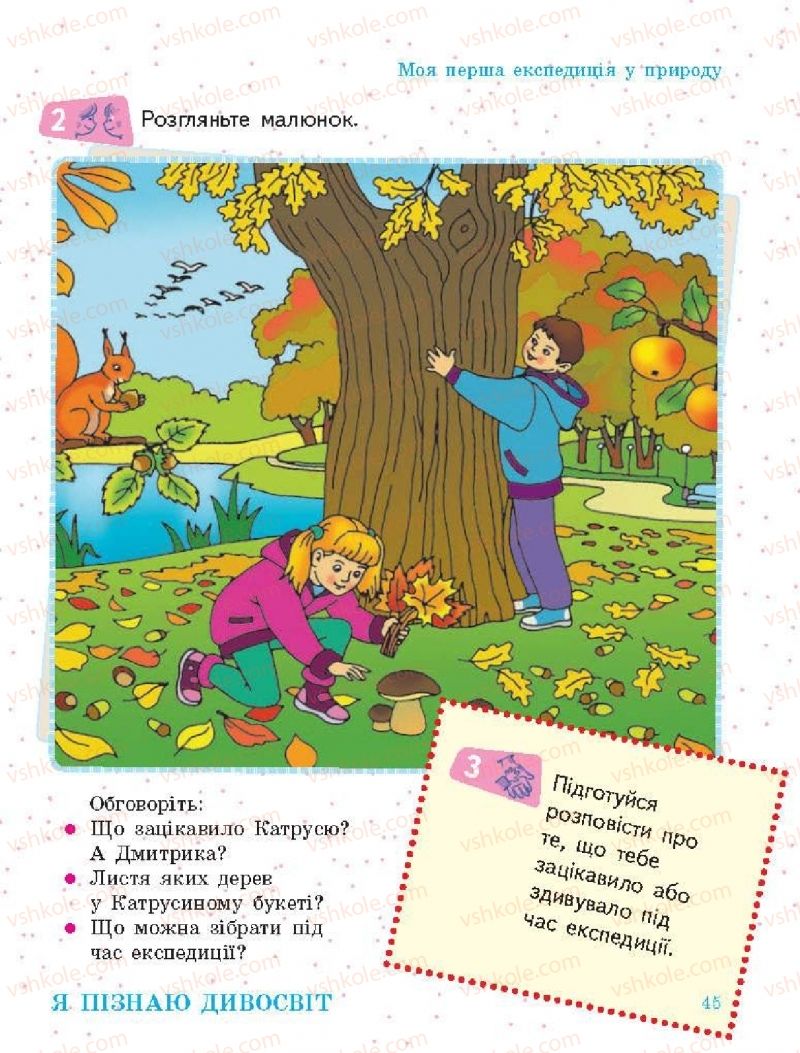 Страница 45 | Підручник Я досліджую світ 1 клас О.В. Тагліна, Г.Ж. Іванова 2018 1 частина