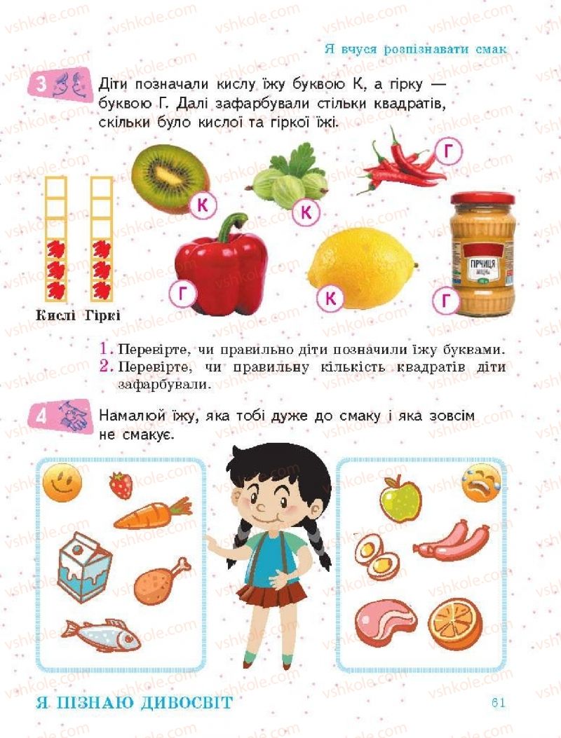 Страница 61 | Підручник Я досліджую світ 1 клас О.В. Тагліна, Г.Ж. Іванова 2018 1 частина