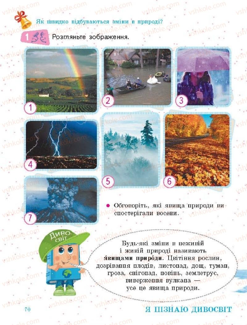Страница 70 | Підручник Я досліджую світ 1 клас О.В. Тагліна, Г.Ж. Іванова 2018 1 частина