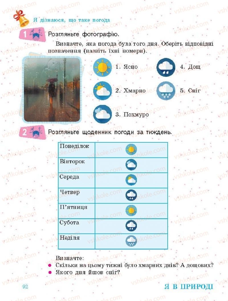 Страница 92 | Підручник Я досліджую світ 1 клас О.В. Тагліна, Г.Ж. Іванова 2018 1 частина