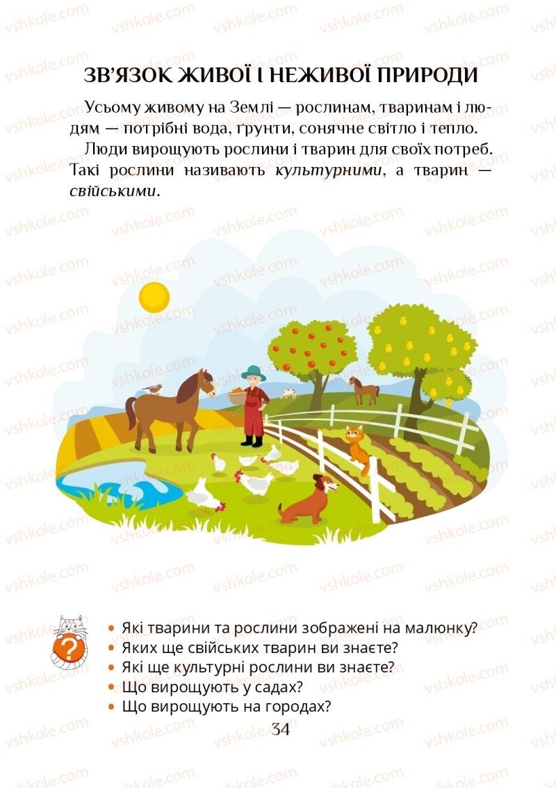 Страница 34 | Підручник Я досліджую світ 1 клас Т.В. Воронцова, В.С. Пономаренко, О.Л. Хомич, І.В. Гарбузюк, Н.В. Андрук, К.С. Василенко 2018 1 частина
