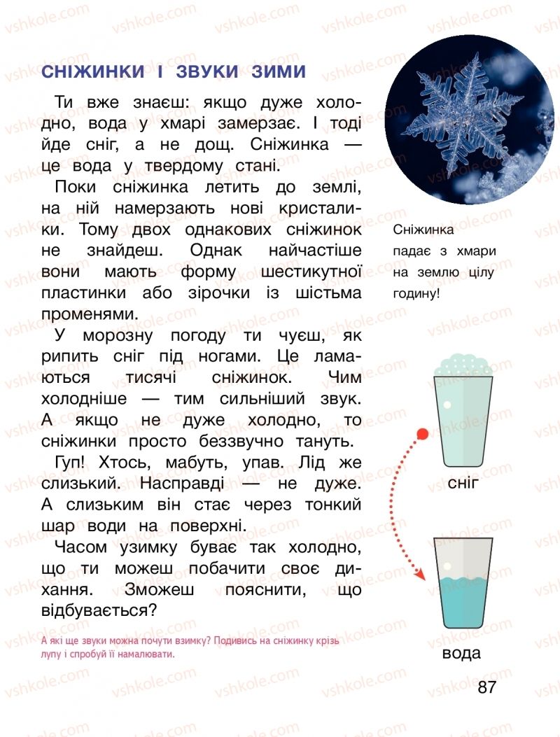 Страница 87 | Підручник Я досліджую світ 1 клас О.Л. Іщенко, О.М. Ващенко, Л.В. Романенко, О.М. Кліщ 2018 1 частина