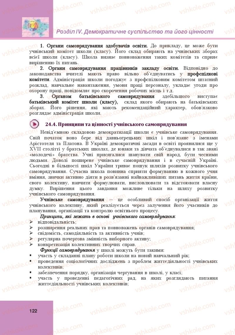 Страница 122 | Підручник Громадянська освіта 10 клас І.Д. Васильків, В.М. Кравчук, О.А. Сливка, І.З. Танчин, Ю.В. Тимошенко, Л.М. Хлипавка 2018 Інтегрований курс