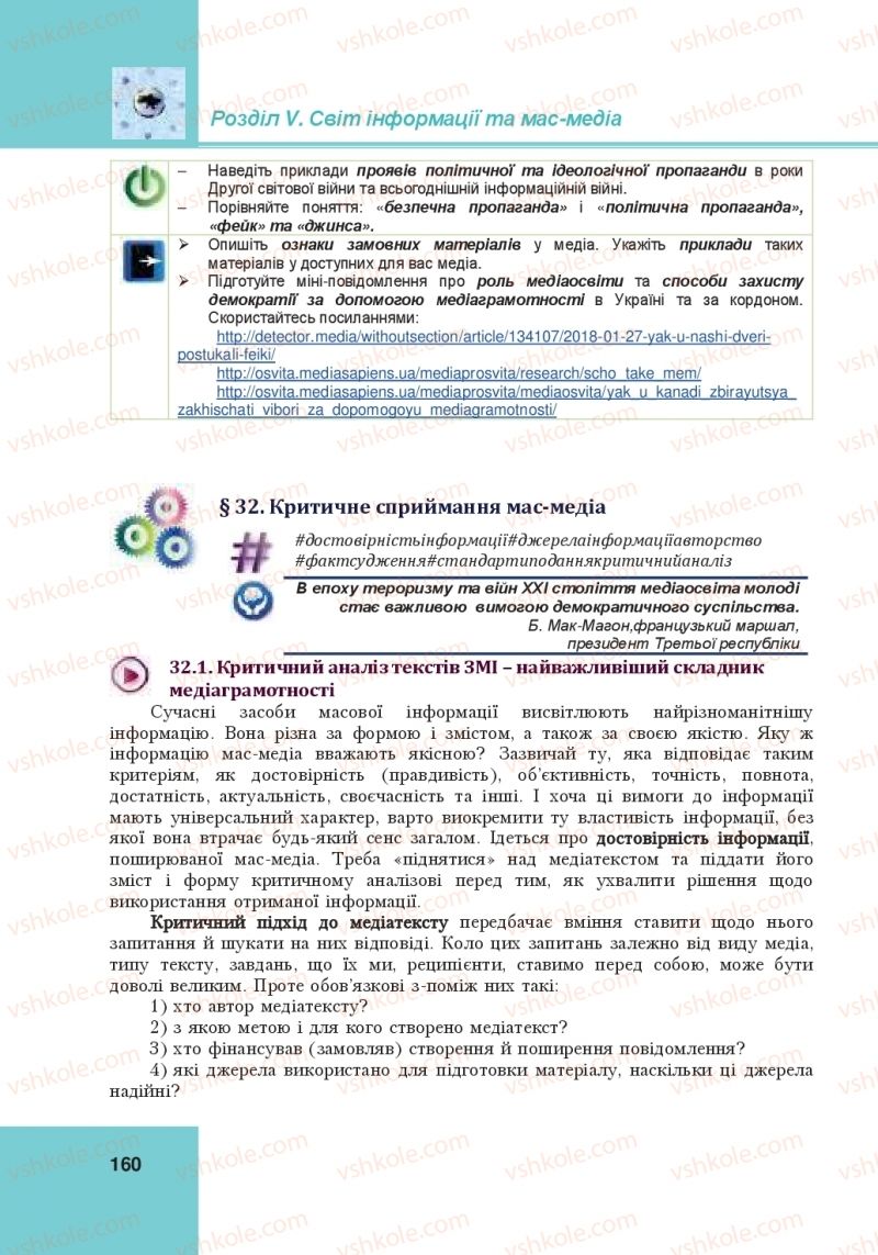 Страница 160 | Підручник Громадянська освіта 10 клас І.Д. Васильків, В.М. Кравчук, О.А. Сливка, І.З. Танчин, Ю.В. Тимошенко, Л.М. Хлипавка 2018 Інтегрований курс