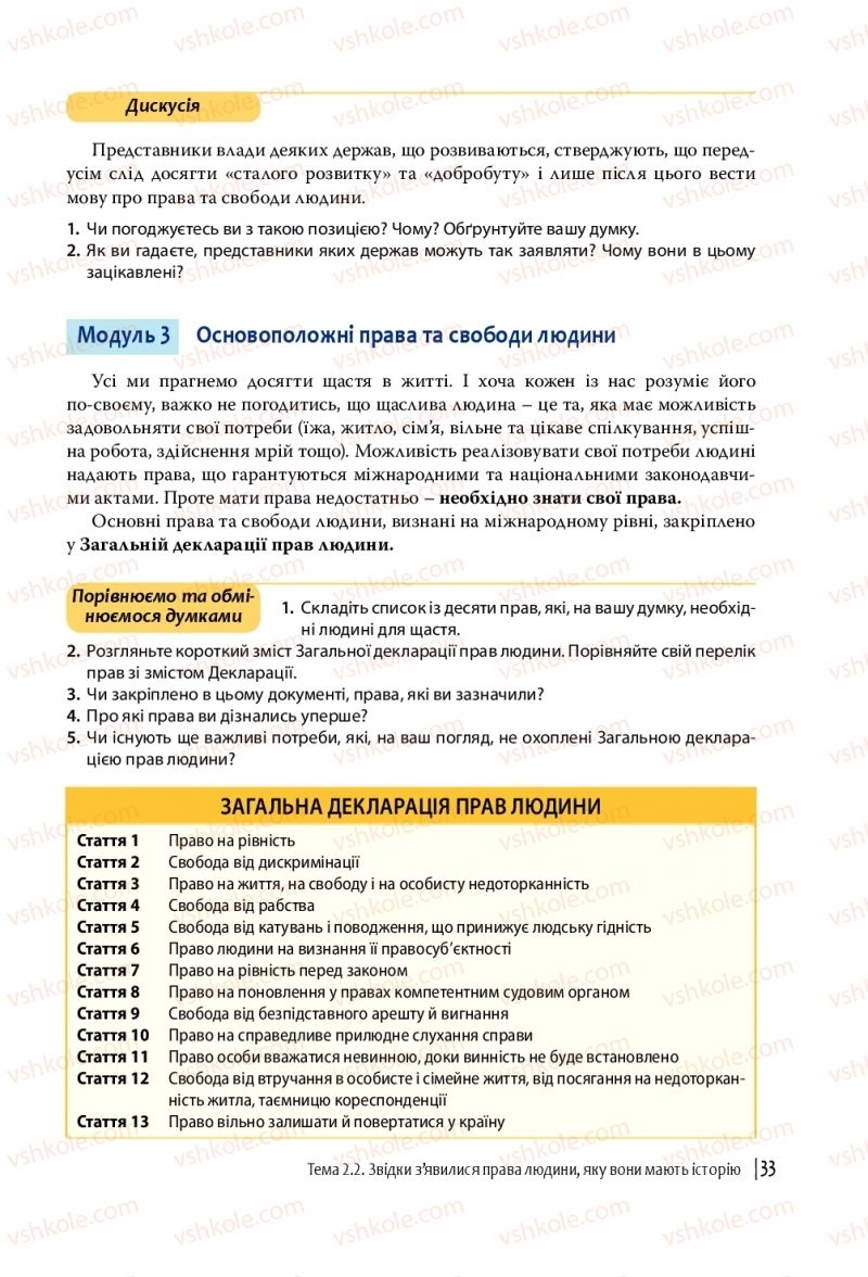 Страница 33 | Підручник Громадянська освіта 10 клас П.В. Вербицька, О.В. Волошенюк, Г.О. Горленко, П.І. Кендзьор, О.Г. Козорог, Н.І. Маркусь, Л.П. Махун, О.Л. Педан-Слєпухіна, С.П. Ратушняк, Е.В. Ситник 2018