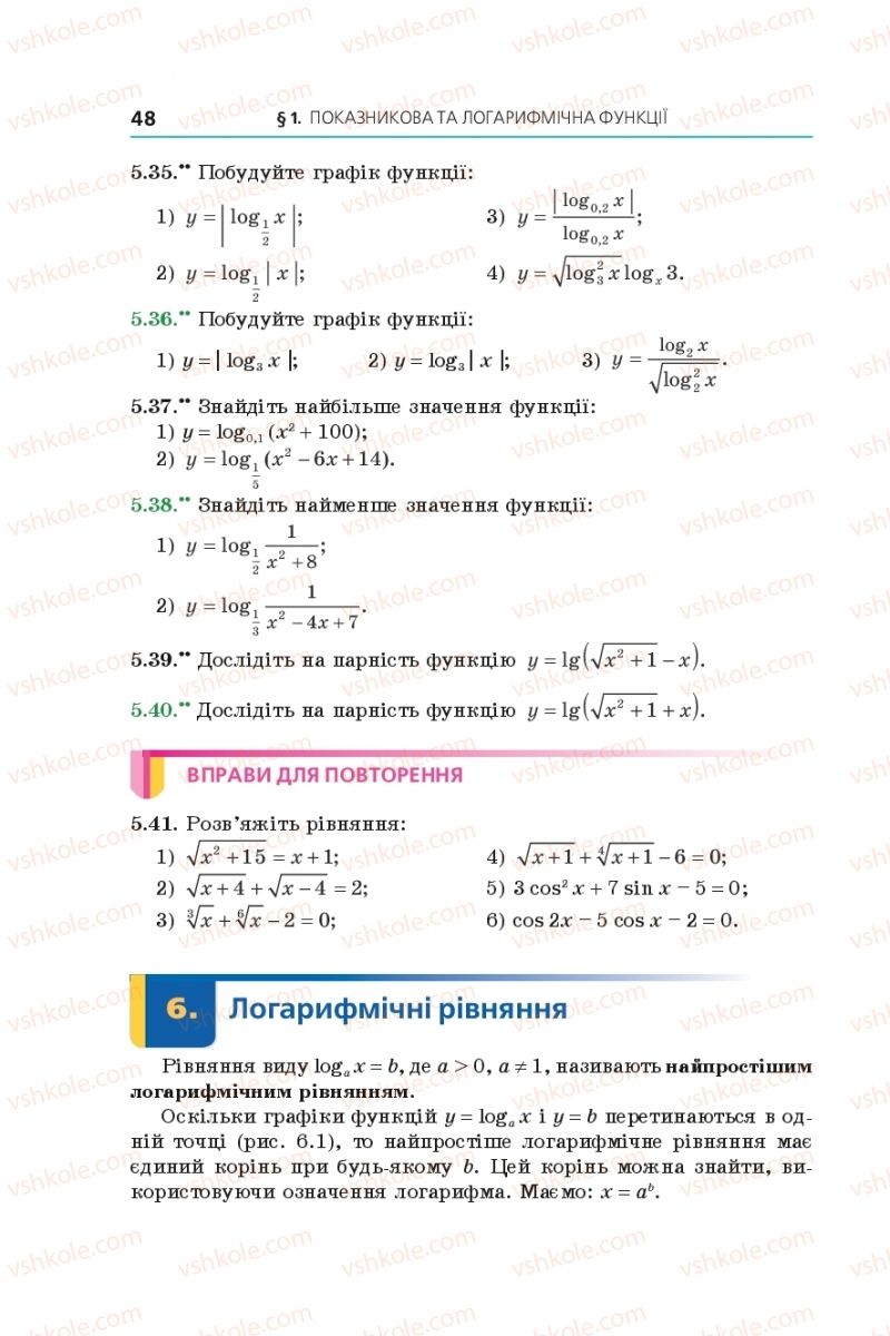 Страница 48 | Підручник Алгебра 11 клас А.Г. Мерзляк, Д.А. Номіровський, В.Б. Полонський, М.С. Якір 2019 Профільний рівень