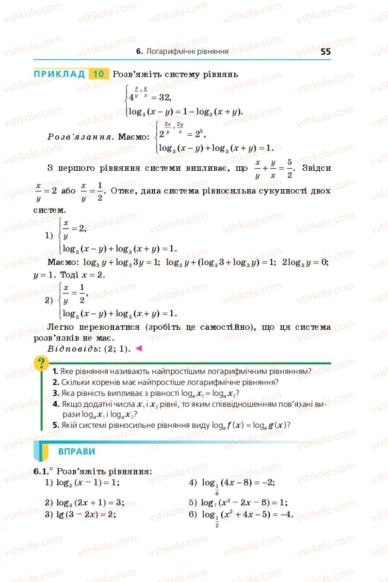 Страница 55 | Підручник Алгебра 11 клас А.Г. Мерзляк, Д.А. Номіровський, В.Б. Полонський, М.С. Якір 2019 Профільний рівень