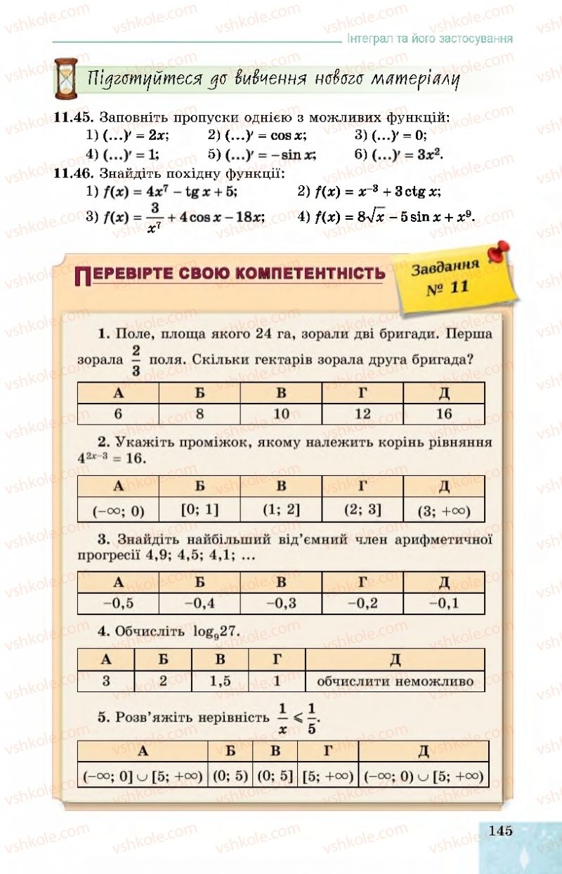 Страница 145 | Підручник Алгебра 11 клас О.С. Істер, О.В. Єргіна 2019 Профільний рівень