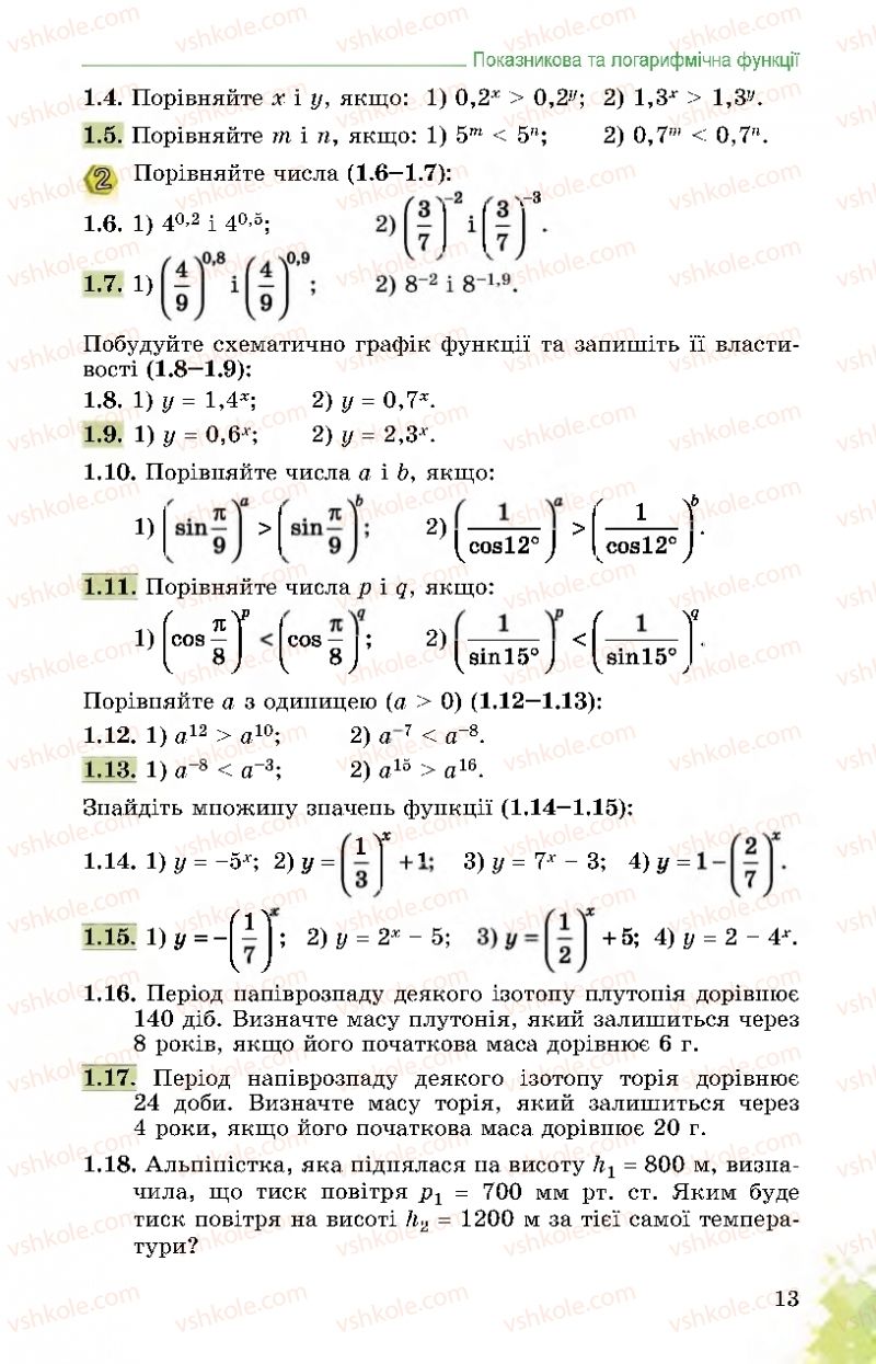 Страница 13 | Підручник Математика 11 клас О.С. Істер 2019