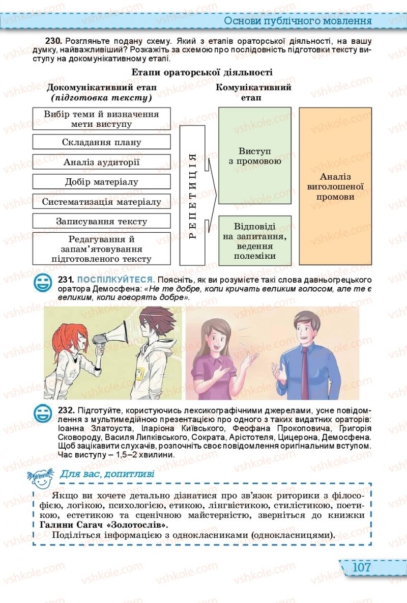 Страница 107 | Підручник Українська мова 11 клас О.В. Заболотний, В.В. Заболотний 2019 На російській мові