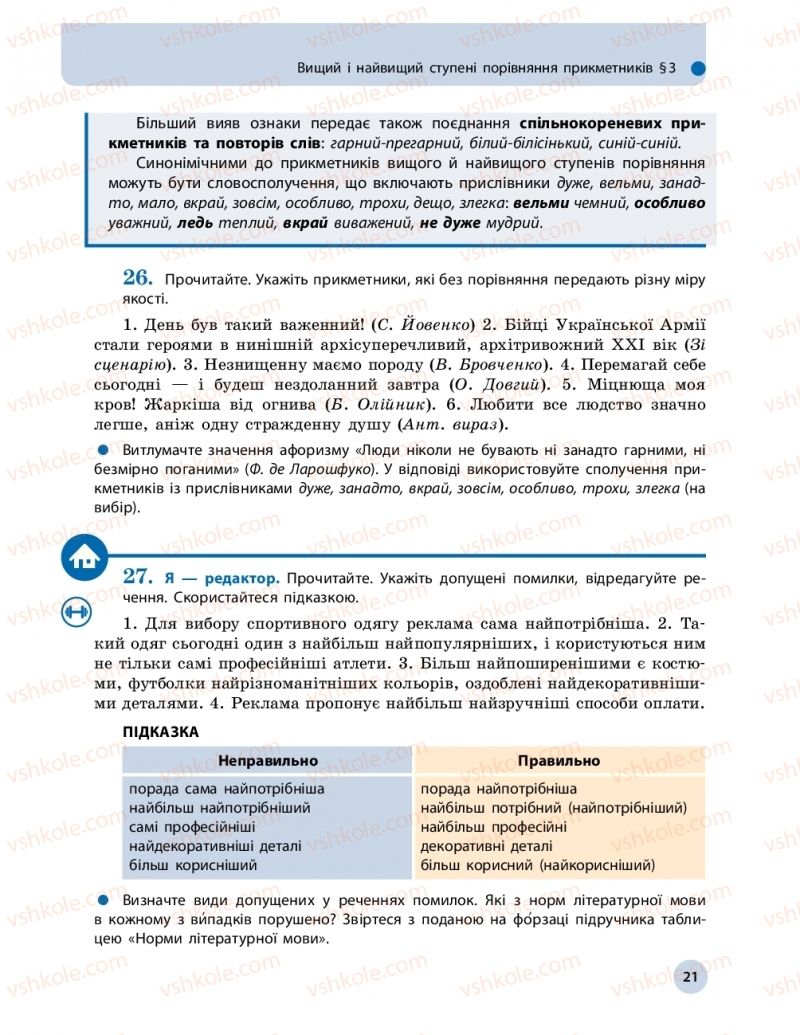 Страница 21 | Підручник Українська мова 11 клас О.П. Глазова 2019