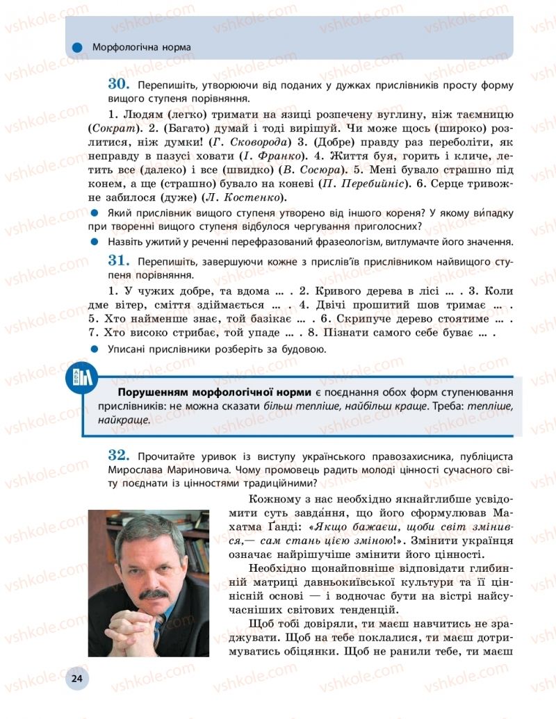 Страница 24 | Підручник Українська мова 11 клас О.П. Глазова 2019