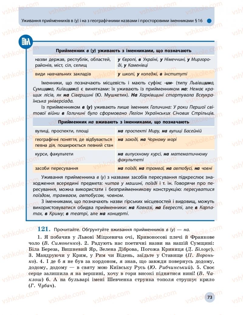Страница 73 | Підручник Українська мова 11 клас О.П. Глазова 2019