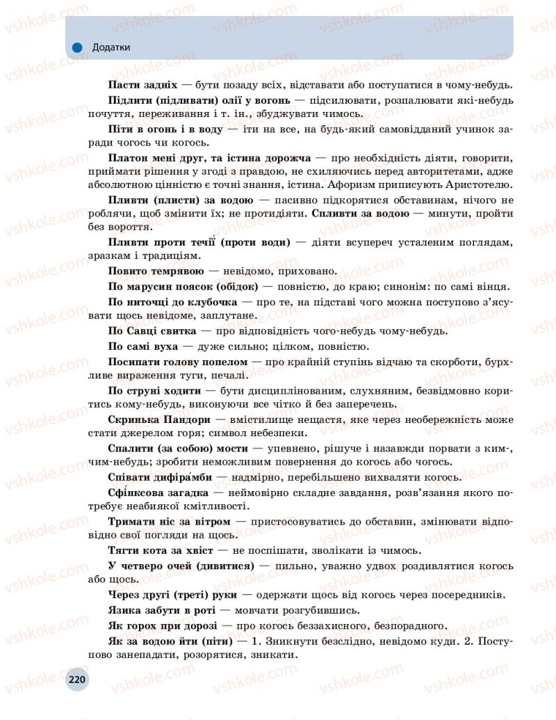 Страница 220 | Підручник Українська мова 11 клас О.П. Глазова 2019