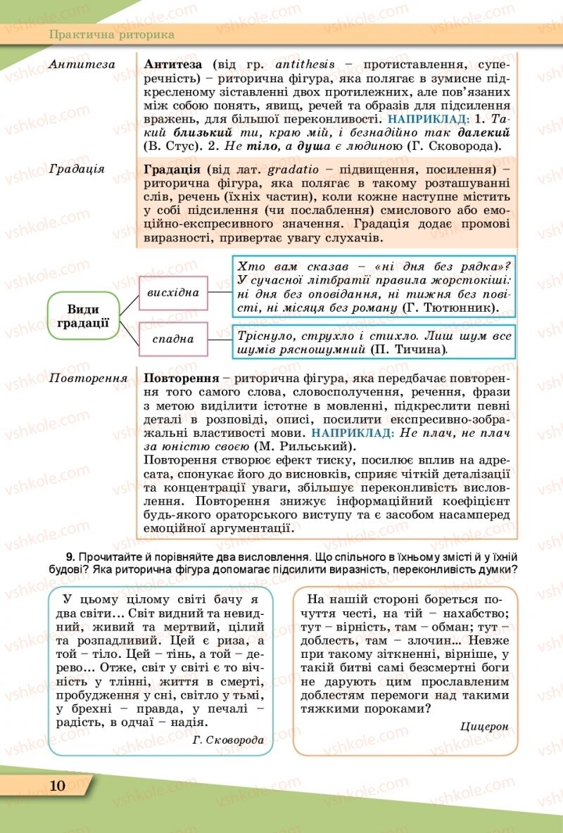 Страница 10 | Підручник Українська мова 11 клас О.В. Заболотний, В.В. Заболотний  2019