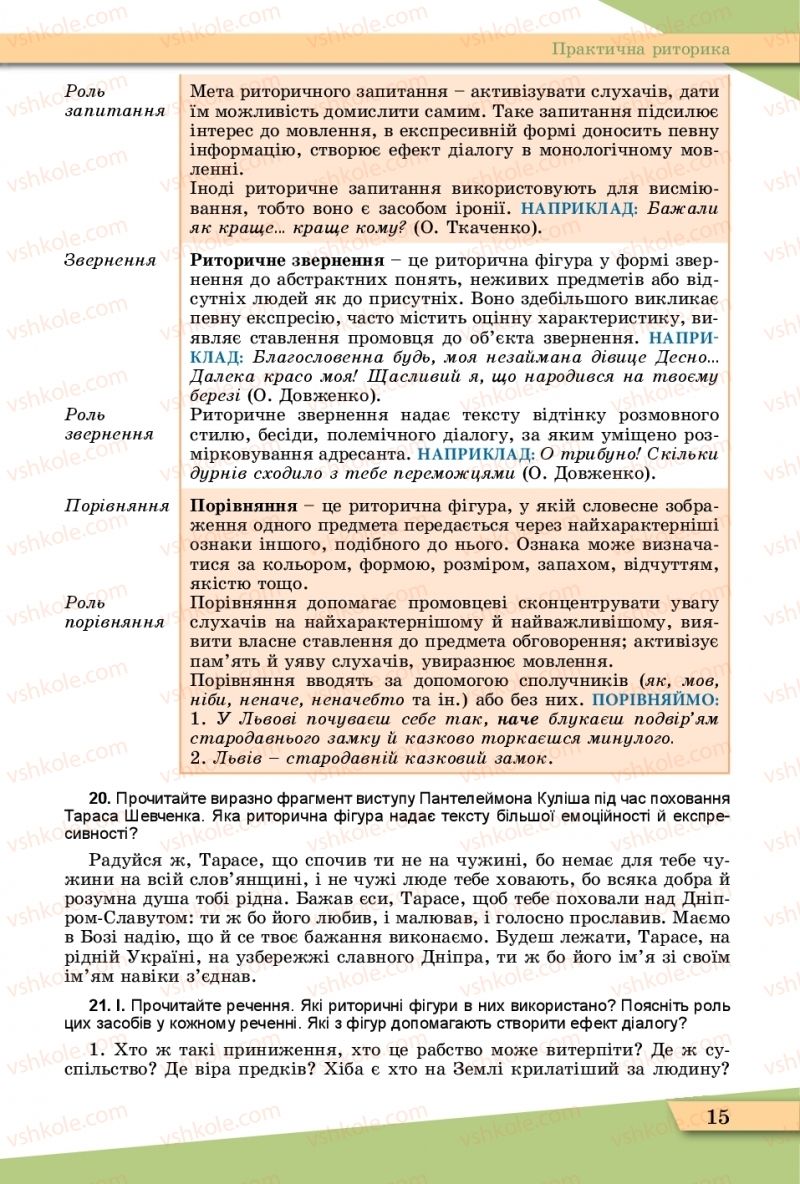 Страница 15 | Підручник Українська мова 11 клас О.В. Заболотний, В.В. Заболотний  2019