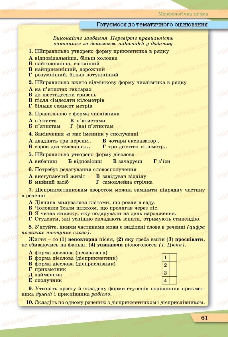 Страница 61 | Підручник Українська мова 11 клас О.В. Заболотний, В.В. Заболотний  2019