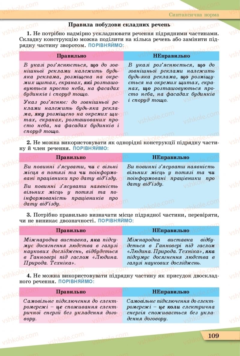 Страница 109 | Підручник Українська мова 11 клас О.В. Заболотний, В.В. Заболотний  2019