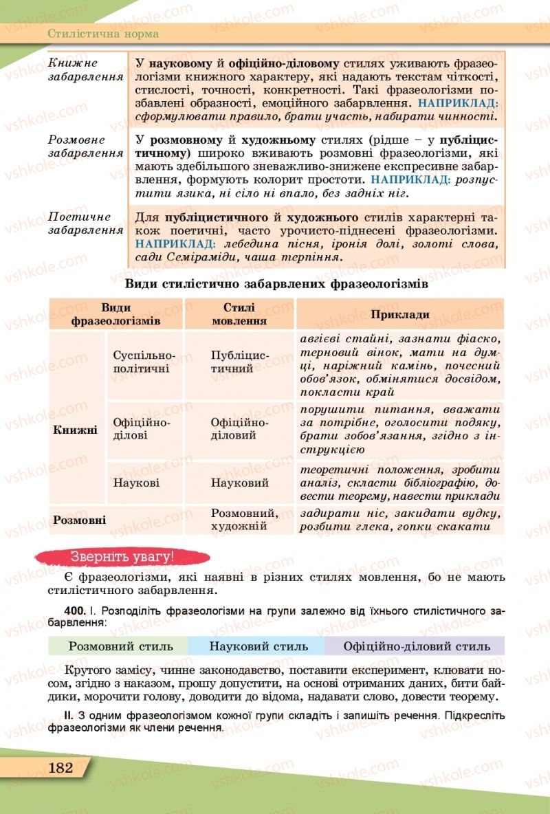 Страница 182 | Підручник Українська мова 11 клас О.В. Заболотний, В.В. Заболотний  2019