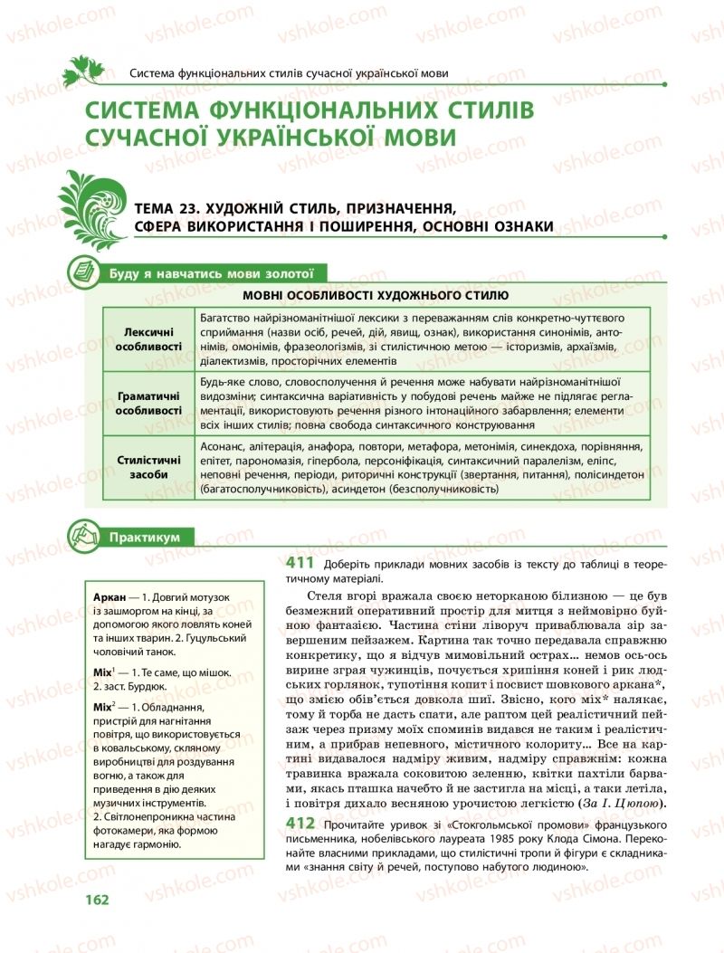 Страница 162 | Підручник Українська мова 11 клас С.О. Караман, О.М. Горошкіна, О.В. Караман, Л.О. Попова  2019