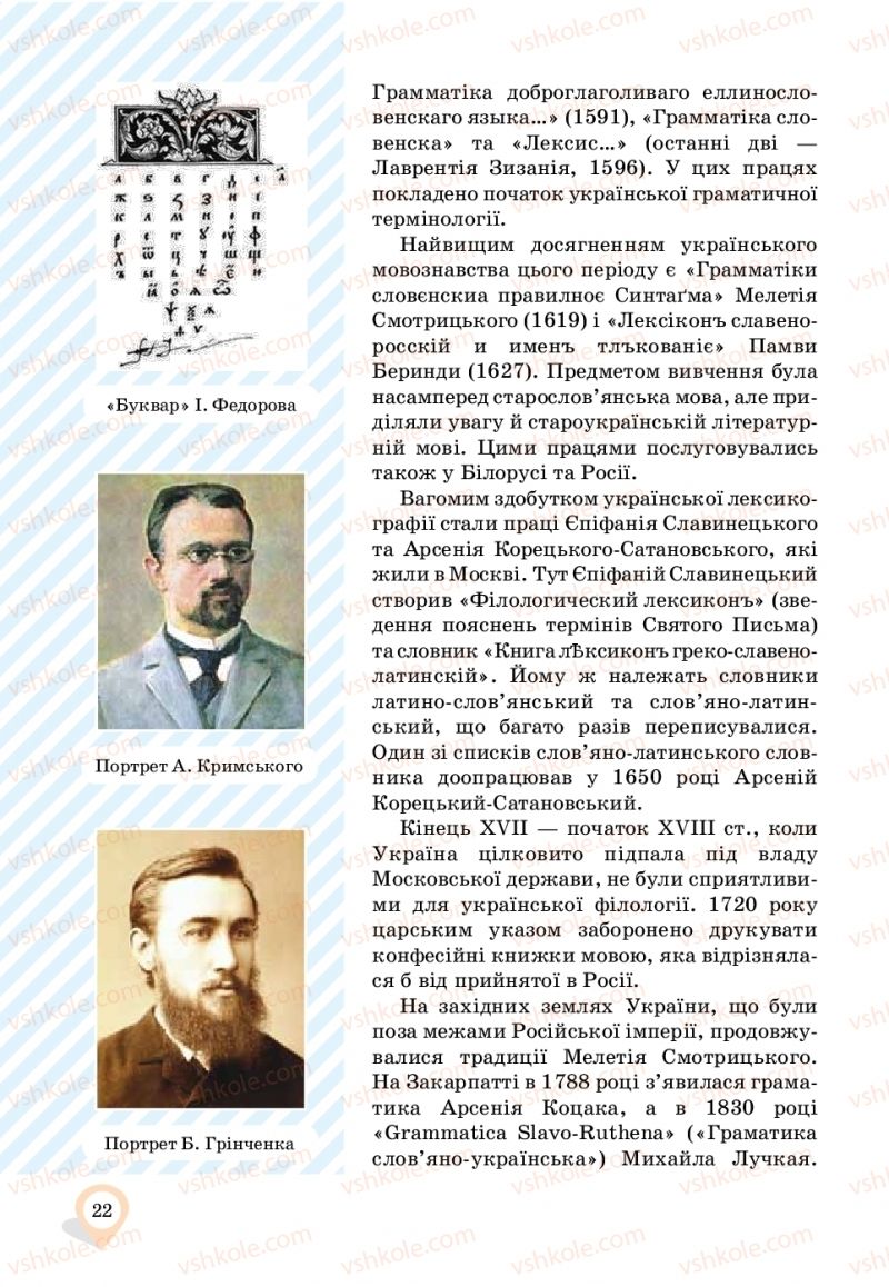 Страница 22 | Підручник Українська мова 11 клас А.А. Ворон, В.А. Солопенко 2019