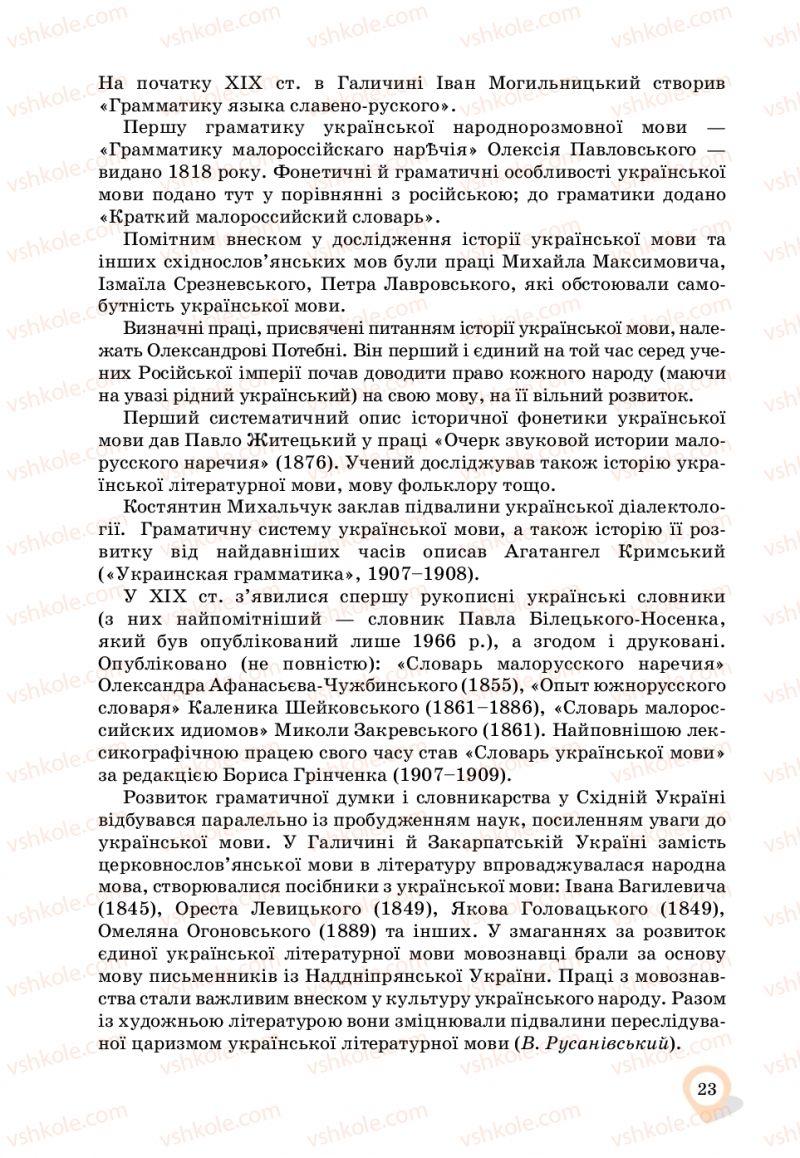 Страница 23 | Підручник Українська мова 11 клас А.А. Ворон, В.А. Солопенко 2019