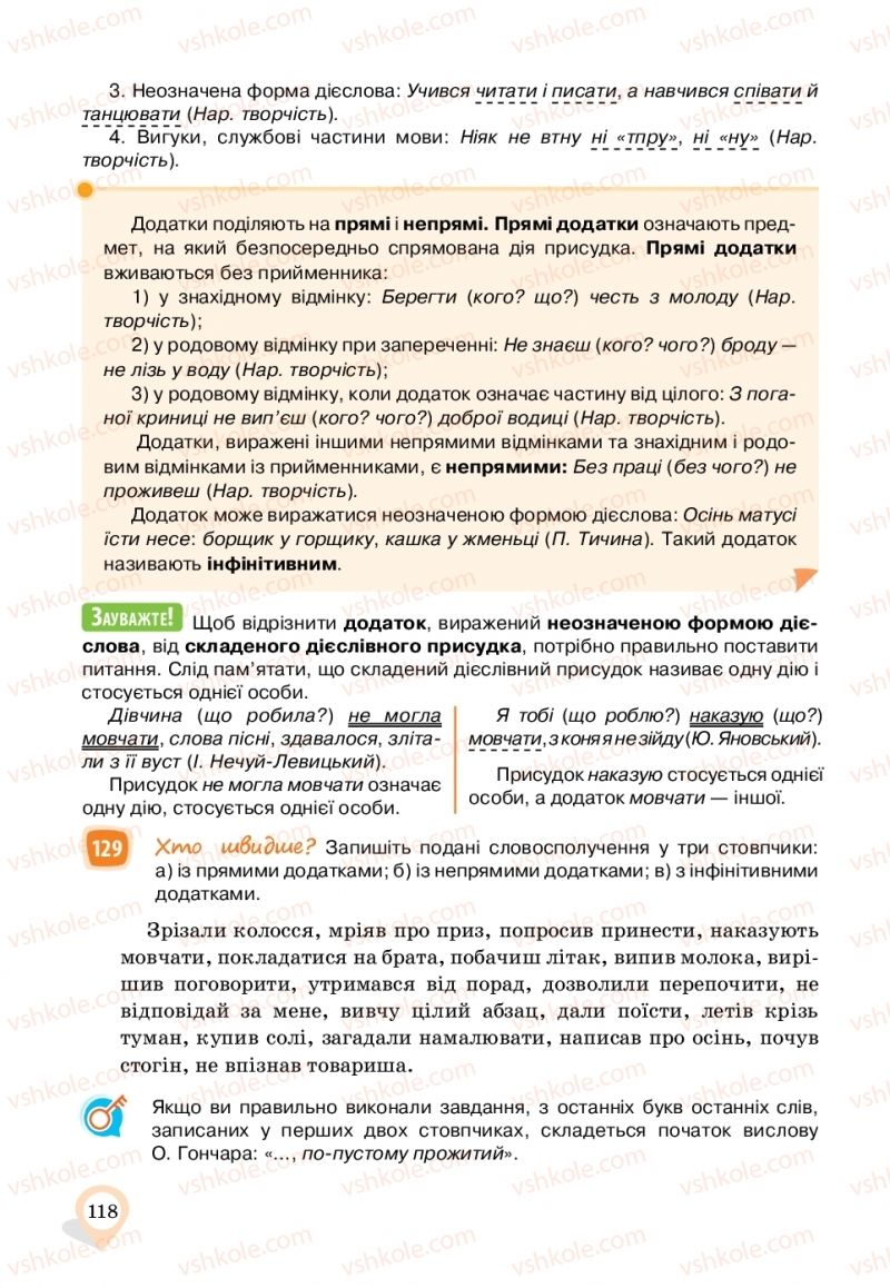 Страница 118 | Підручник Українська мова 11 клас А.А. Ворон, В.А. Солопенко 2019