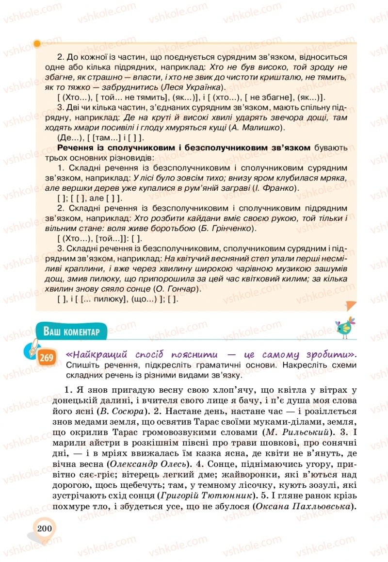 Страница 200 | Підручник Українська мова 11 клас А.А. Ворон, В.А. Солопенко 2019