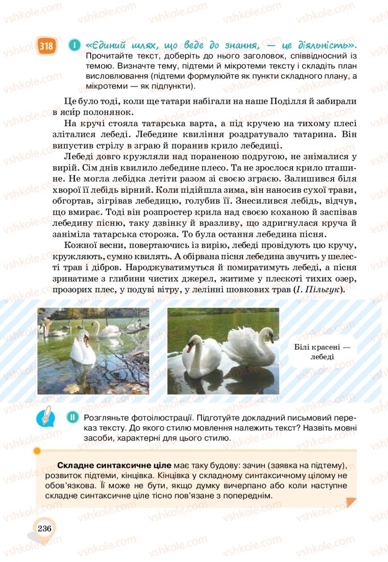 Страница 236 | Підручник Українська мова 11 клас А.А. Ворон, В.А. Солопенко 2019